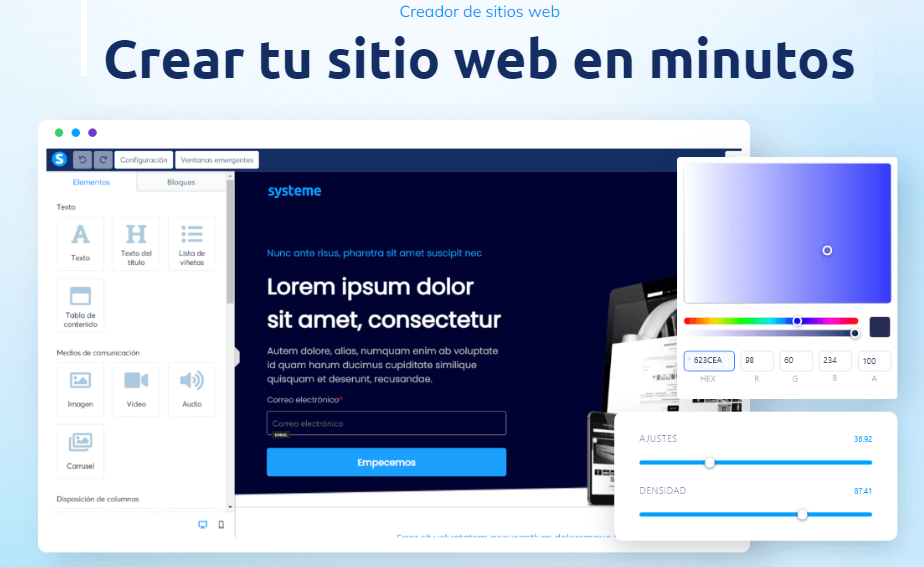 Crea sitio web con Systeme.io