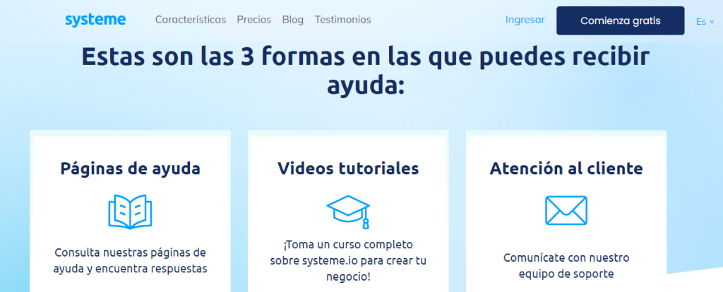 Soporte y ayuda en Systeme.io