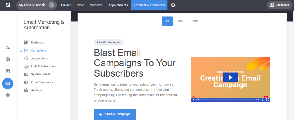 Campaña email marketing en simvoly