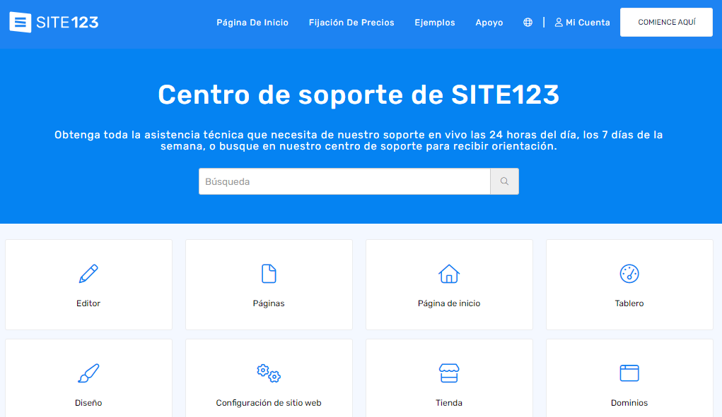 SITE123 soporte